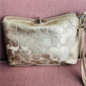 Vintage Coach Gold and Pink Clutch